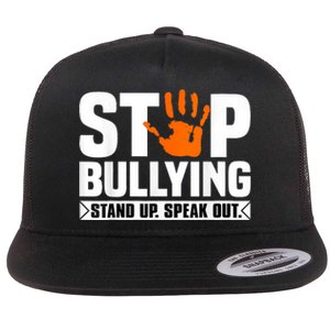 Stop Bullying Design Orange Stand Up Speak Out Unity Day Flat Bill Trucker Hat