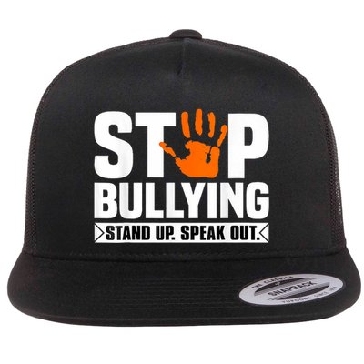Stop Bullying Design Orange Stand Up Speak Out Unity Day Flat Bill Trucker Hat