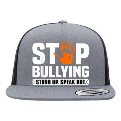 Stop Bullying Design Orange Stand Up Speak Out Unity Day Flat Bill Trucker Hat