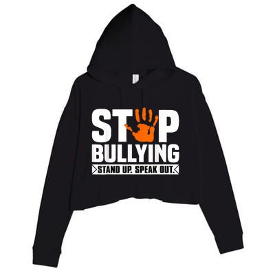 Stop Bullying Design Orange Stand Up Speak Out Unity Day Crop Fleece Hoodie