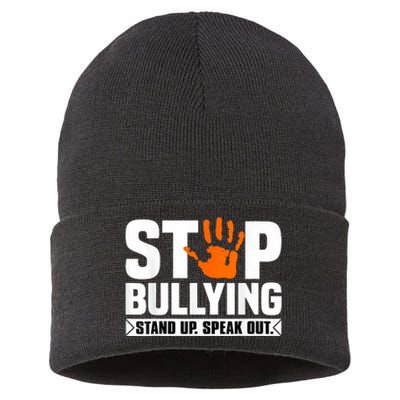 Stop Bullying Design Orange Stand Up Speak Out Unity Day Sustainable Knit Beanie