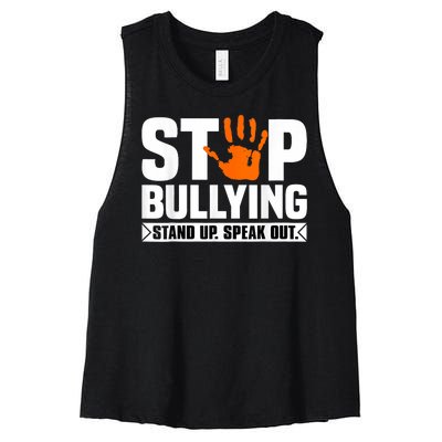 Stop Bullying Design Orange Stand Up Speak Out Unity Day Women's Racerback Cropped Tank