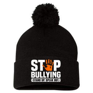 Stop Bullying Design Orange Stand Up Speak Out Unity Day Pom Pom 12in Knit Beanie