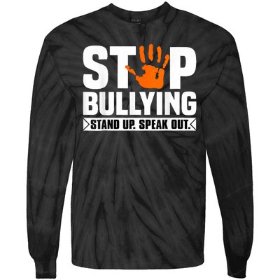 Stop Bullying Design Orange Stand Up Speak Out Unity Day Tie-Dye Long Sleeve Shirt