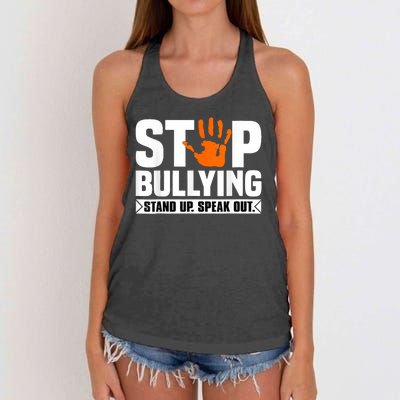 Stop Bullying Design Orange Stand Up Speak Out Unity Day Women's Knotted Racerback Tank