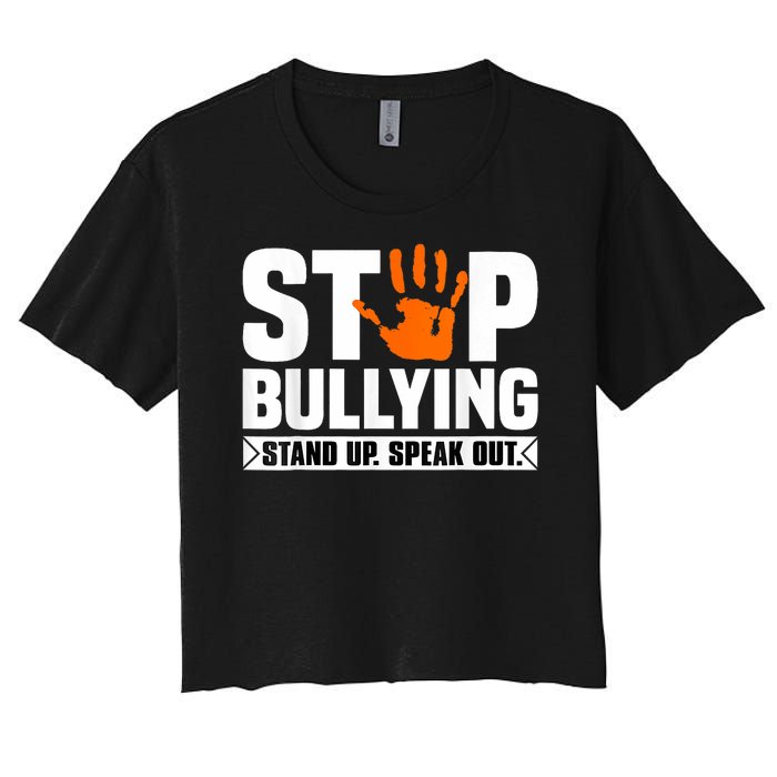 Stop Bullying Design Orange Stand Up Speak Out Unity Day Women's Crop Top Tee