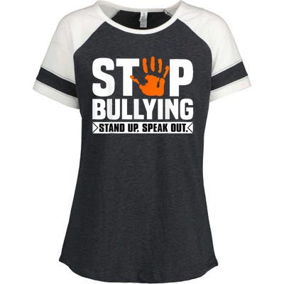 Stop Bullying Design Orange Stand Up Speak Out Unity Day Enza Ladies Jersey Colorblock Tee