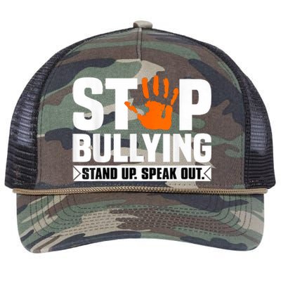 Stop Bullying Design Orange Stand Up Speak Out Unity Day Retro Rope Trucker Hat Cap