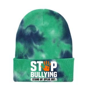 Stop Bullying Design Orange Stand Up Speak Out Unity Day Tie Dye 12in Knit Beanie