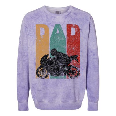 Sport Bike Dad Fathers Day Gift Biker Motorcycle Colorblast Crewneck Sweatshirt