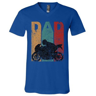 Sport Bike Dad Fathers Day Gift Biker Motorcycle V-Neck T-Shirt