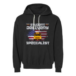 School Bus DriverS American Flag Garment-Dyed Fleece Hoodie