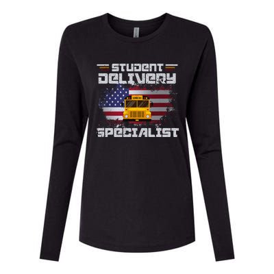 School Bus DriverS American Flag Womens Cotton Relaxed Long Sleeve T-Shirt