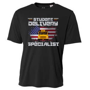 School Bus DriverS American Flag Cooling Performance Crew T-Shirt