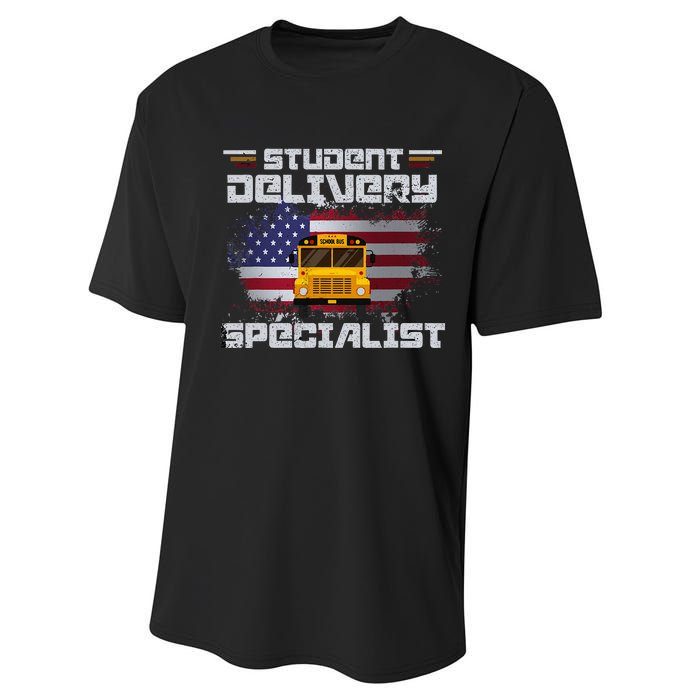 School Bus DriverS American Flag Performance Sprint T-Shirt