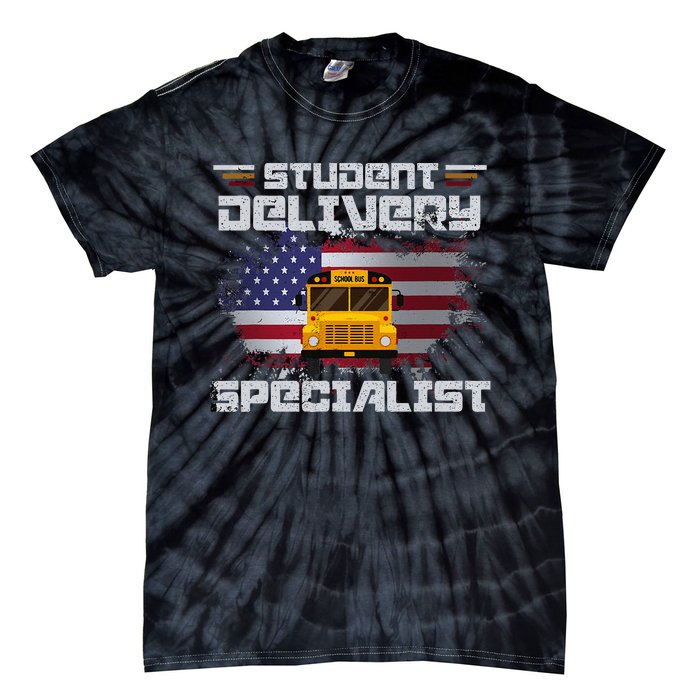 School Bus DriverS American Flag Tie-Dye T-Shirt