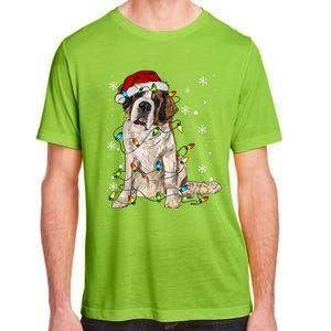 Saint Bernard Dog Santa Christmas Tree Lights Pajama Xmas Adult ChromaSoft Performance T-Shirt