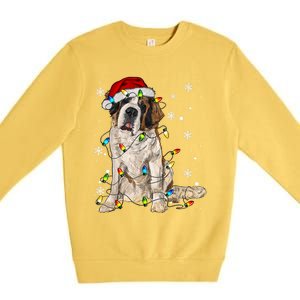 Saint Bernard Dog Santa Christmas Tree Lights Pajama Xmas Premium Crewneck Sweatshirt