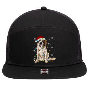 Saint Bernard Dog Santa Christmas Tree Lights Pajama Xmas 7 Panel Mesh Trucker Snapback Hat