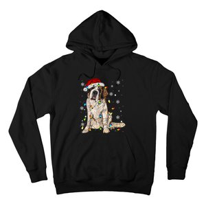 Saint Bernard Dog Santa Christmas Tree Lights Pajama Xmas Hoodie