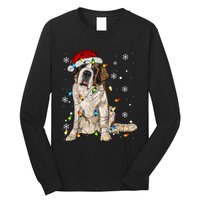 Saint Bernard Dog Santa Christmas Tree Lights Pajama Xmas Long Sleeve Shirt