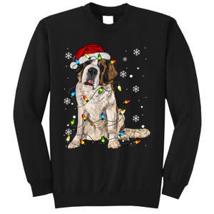 Saint Bernard Dog Santa Christmas Tree Lights Pajama Xmas Sweatshirt