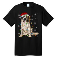 Saint Bernard Dog Santa Christmas Tree Lights Pajama Xmas Tall T-Shirt