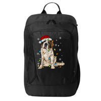 Saint Bernard Dog Santa Christmas Tree Lights Pajama Xmas City Backpack