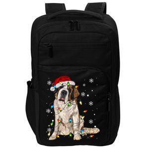 Saint Bernard Dog Santa Christmas Tree Lights Pajama Xmas Impact Tech Backpack