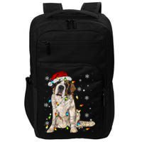 Saint Bernard Dog Santa Christmas Tree Lights Pajama Xmas Impact Tech Backpack