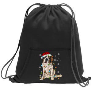 Saint Bernard Dog Santa Christmas Tree Lights Pajama Xmas Sweatshirt Cinch Pack Bag