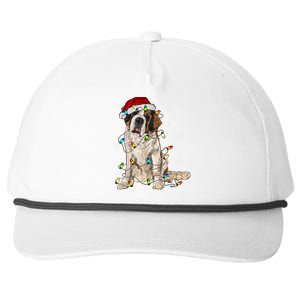 Saint Bernard Dog Santa Christmas Tree Lights Pajama Xmas Snapback Five-Panel Rope Hat