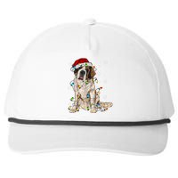 Saint Bernard Dog Santa Christmas Tree Lights Pajama Xmas Snapback Five-Panel Rope Hat