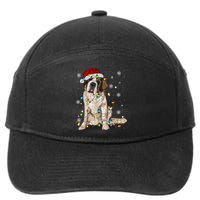 Saint Bernard Dog Santa Christmas Tree Lights Pajama Xmas 7-Panel Snapback Hat