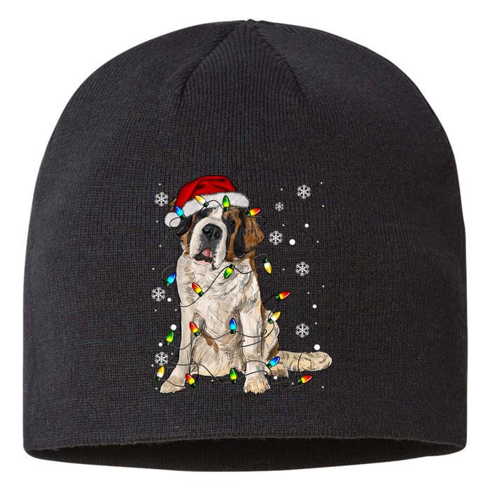 Saint Bernard Dog Santa Christmas Tree Lights Pajama Xmas Sustainable Beanie