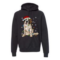 Saint Bernard Dog Santa Christmas Tree Lights Pajama Xmas Premium Hoodie