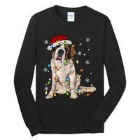 Saint Bernard Dog Santa Christmas Tree Lights Pajama Xmas Tall Long Sleeve T-Shirt