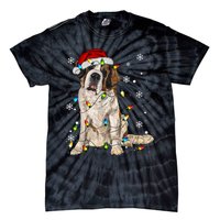 Saint Bernard Dog Santa Christmas Tree Lights Pajama Xmas Tie-Dye T-Shirt