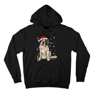 Saint Bernard Dog Santa Christmas Tree Lights Pajama Xmas Tall Hoodie