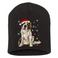 Saint Bernard Dog Santa Christmas Tree Lights Pajama Xmas Short Acrylic Beanie