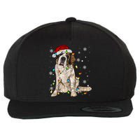 Saint Bernard Dog Santa Christmas Tree Lights Pajama Xmas Wool Snapback Cap