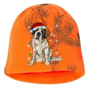 Saint Bernard Dog Santa Christmas Tree Lights Pajama Xmas Kati - Camo Knit Beanie