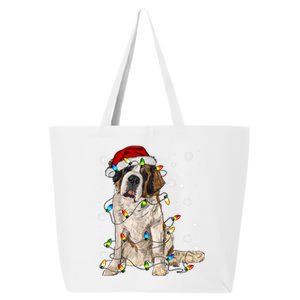 Saint Bernard Dog Santa Christmas Tree Lights Pajama Xmas 25L Jumbo Tote