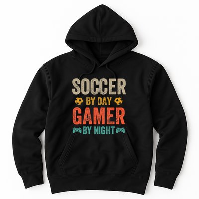 Soccer By Day Gamer By Night Sports Video Game Lover Gifts Premium Hoodie