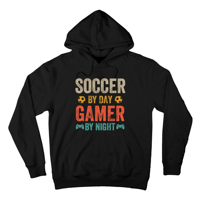 Soccer By Day Gamer By Night Sports Video Game Lover Gifts Premium Hoodie