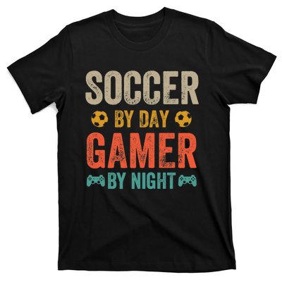 Soccer By Day Gamer By Night Sports Video Game Lover Gifts Premium T-Shirt