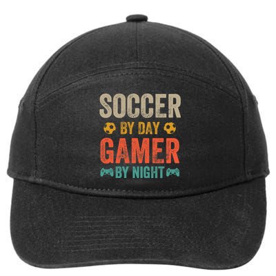 Soccer By Day Gamer By Night Sports Video Game Lover Gifts Premium 7-Panel Snapback Hat