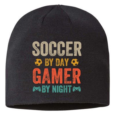 Soccer By Day Gamer By Night Sports Video Game Lover Gifts Premium Sustainable Beanie