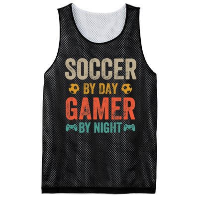 Soccer By Day Gamer By Night Sports Video Game Lover Gifts Premium Mesh Reversible Basketball Jersey Tank