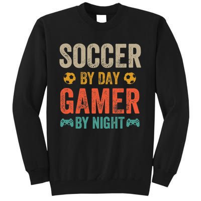 Soccer By Day Gamer By Night Sports Video Game Lover Gifts Premium Tall Sweatshirt